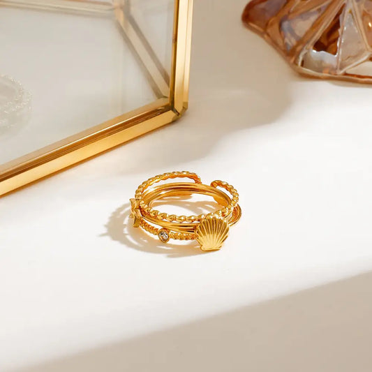 Shell Accent Trio Ring Rings