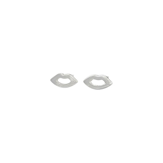 Silver lip stud earrings in sterling silver with a sleek polished finish