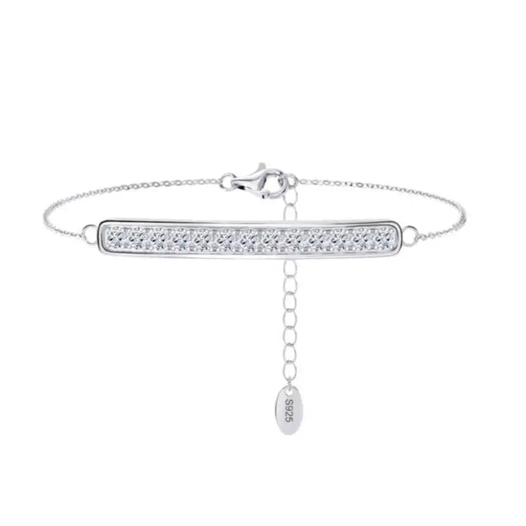 Sleek Pavé Bar Anklet Silver Anklets
