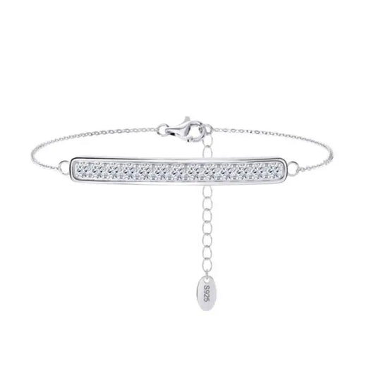 Sleek Pavé Bar Anklet Silver Anklets