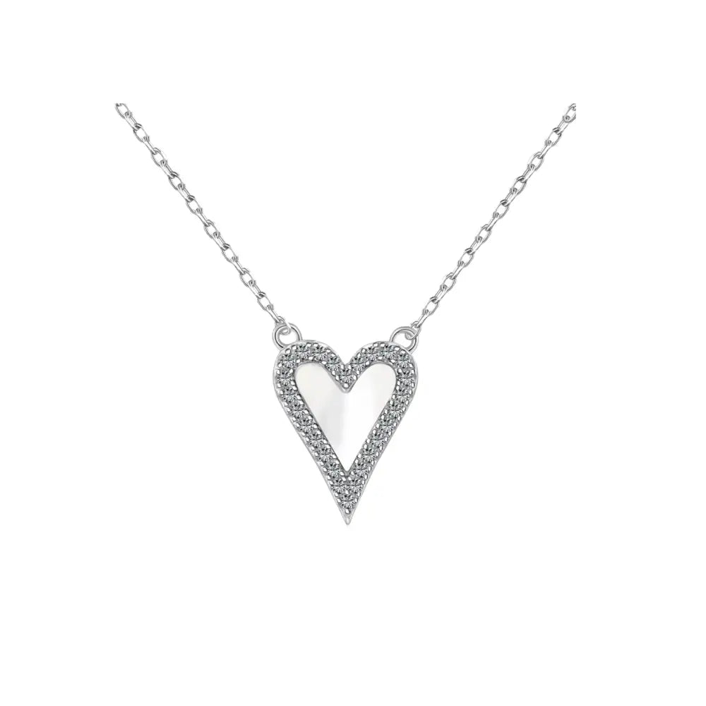 Sparkling Heart Pendant Necklace White Necklaces
