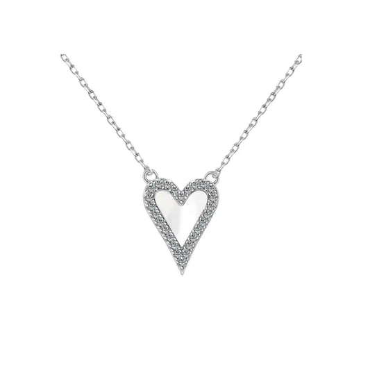Sparkling Heart Pendant Necklace White Necklaces