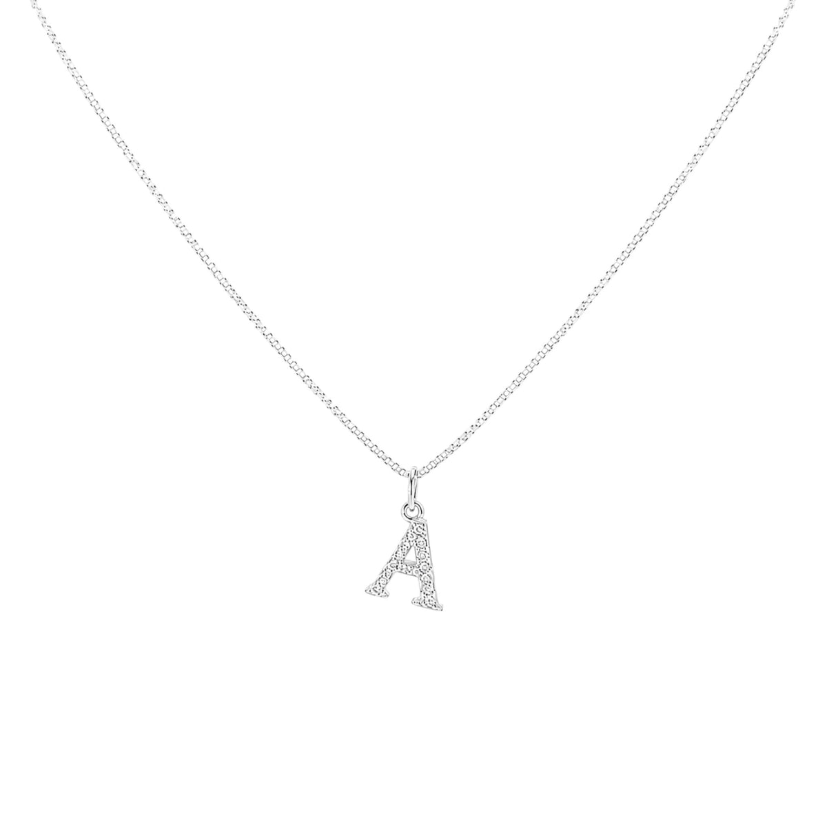 Sterling Silver letter A Sparkling Initial Charm with zirconia detailing