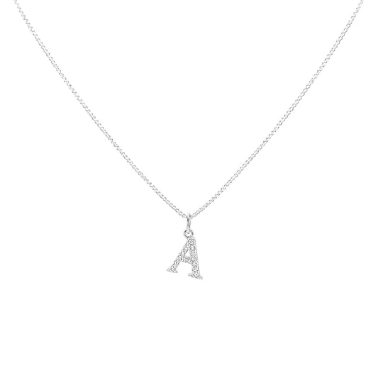 Sterling Silver letter A Sparkling Initial Charm with zirconia detailing