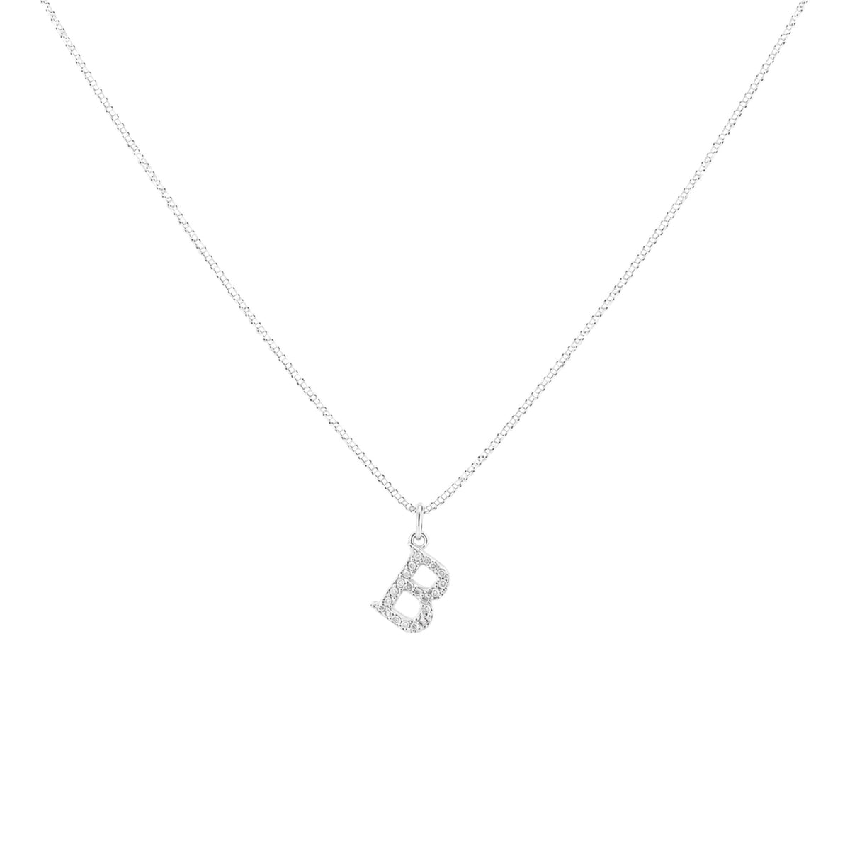 Sterling Silver letter B Sparkling Initial Charm with zirconia detailing