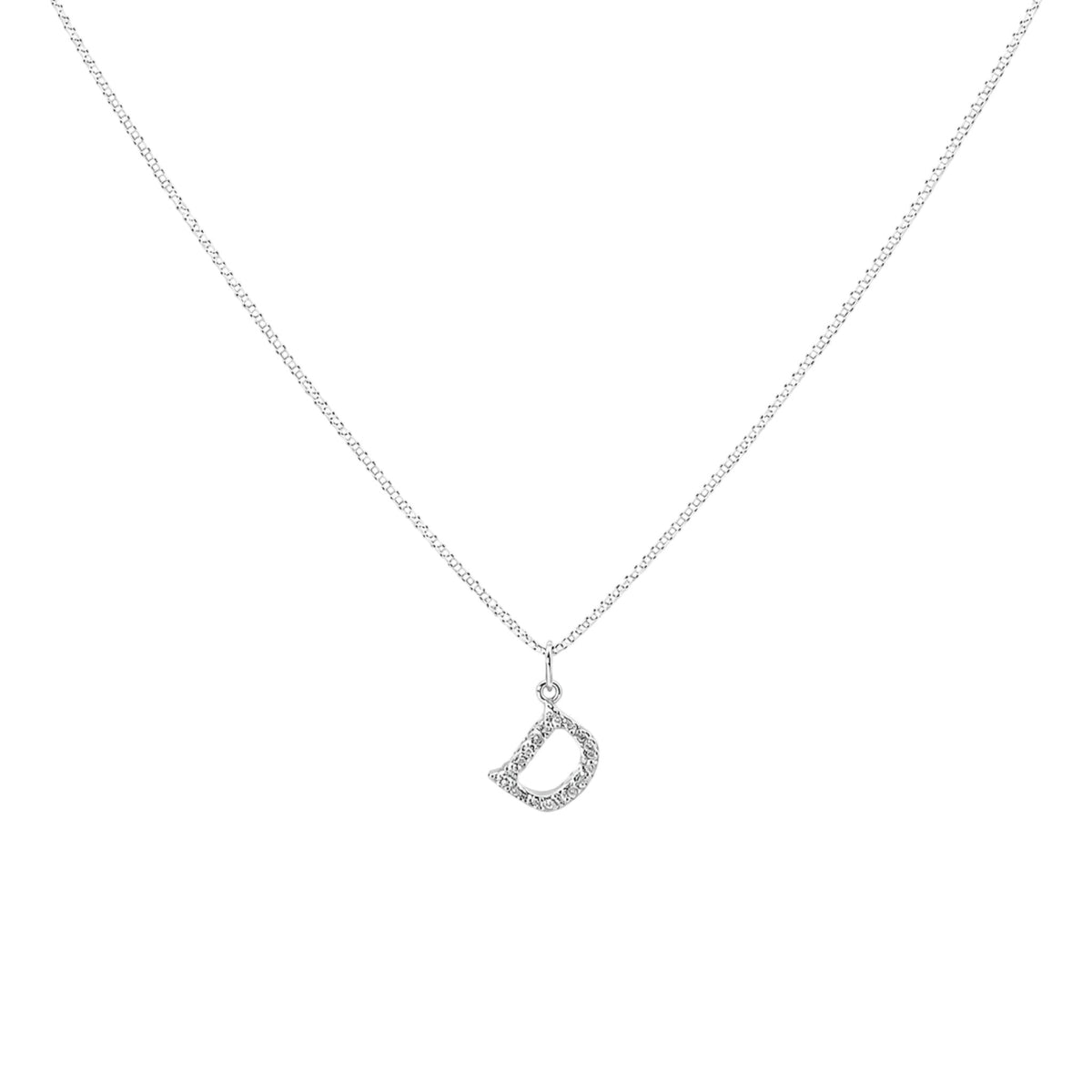 Sterling Silver letter B Sparkling Initial Charm with zirconia detailing