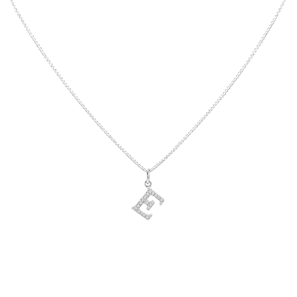 Sterling Silver letter E Sparkling Initial Charm with zirconia detailing