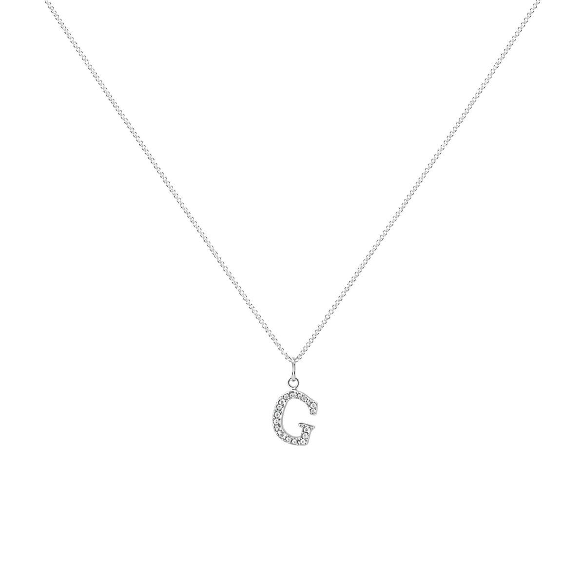 Sterling Silver letter G Sparkling Initial Charm with zirconia detailing