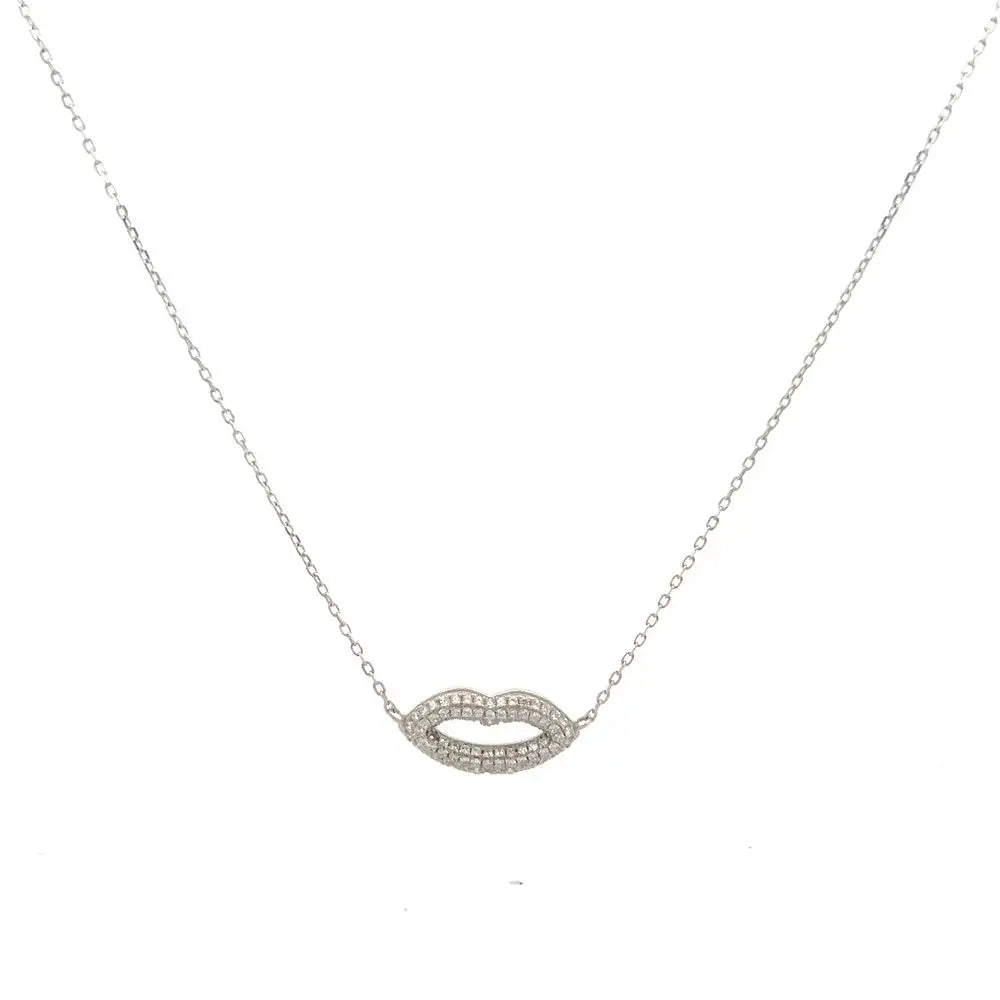 Sparkling Lip Kiss Necklace Silver Necklaces