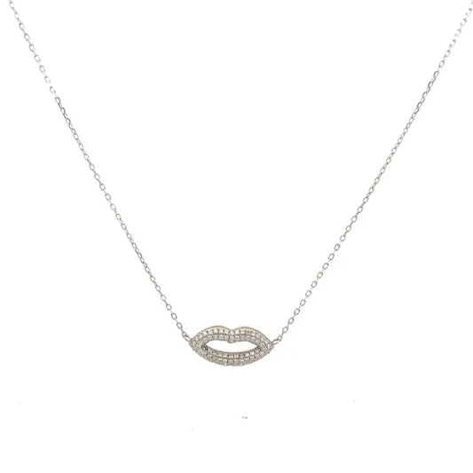 Sparkling Lip Kiss Necklace Silver Necklaces