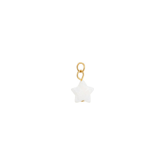 White Star Charm with polished 18ct Gold plated Stainless Steel detailing