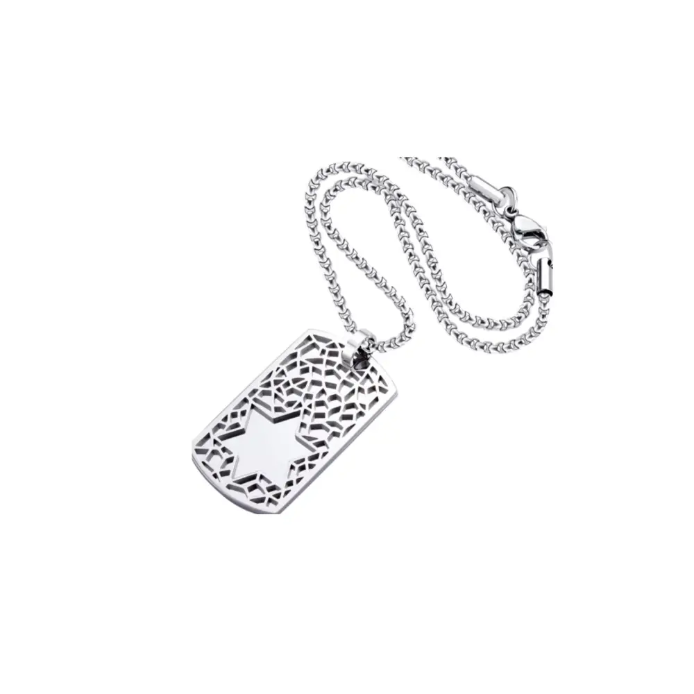 Star of David Dog Tag Necklace Silver Necklaces
