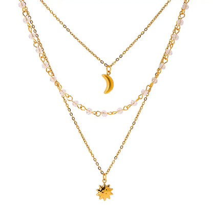 Sun and Moon Charm Layered Necklace Necklaces