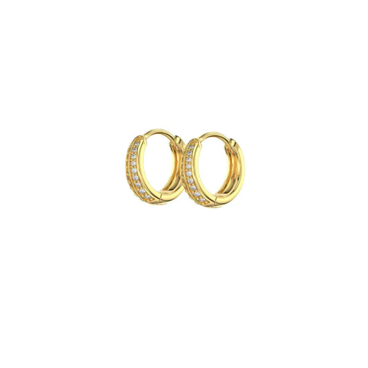 Tapered Pavé Huggies Gold Earrings