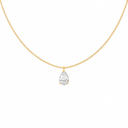 Teardrop Stone Necklace in 925 Sterling Silver with18ct Gold plating featuring a sparkling 5 x 8mm teardrop-shaped zirconia