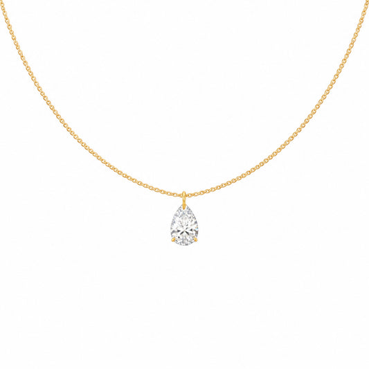Teardrop Stone Necklace in 925 Sterling Silver with18ct Gold plating featuring a sparkling 5 x 8mm teardrop-shaped zirconia