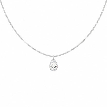 Teardrop Stone Necklace in 925 Sterling Silver with Rhodium plating featuring a sparkling 5 x 8mm teardrop-shaped zirconia