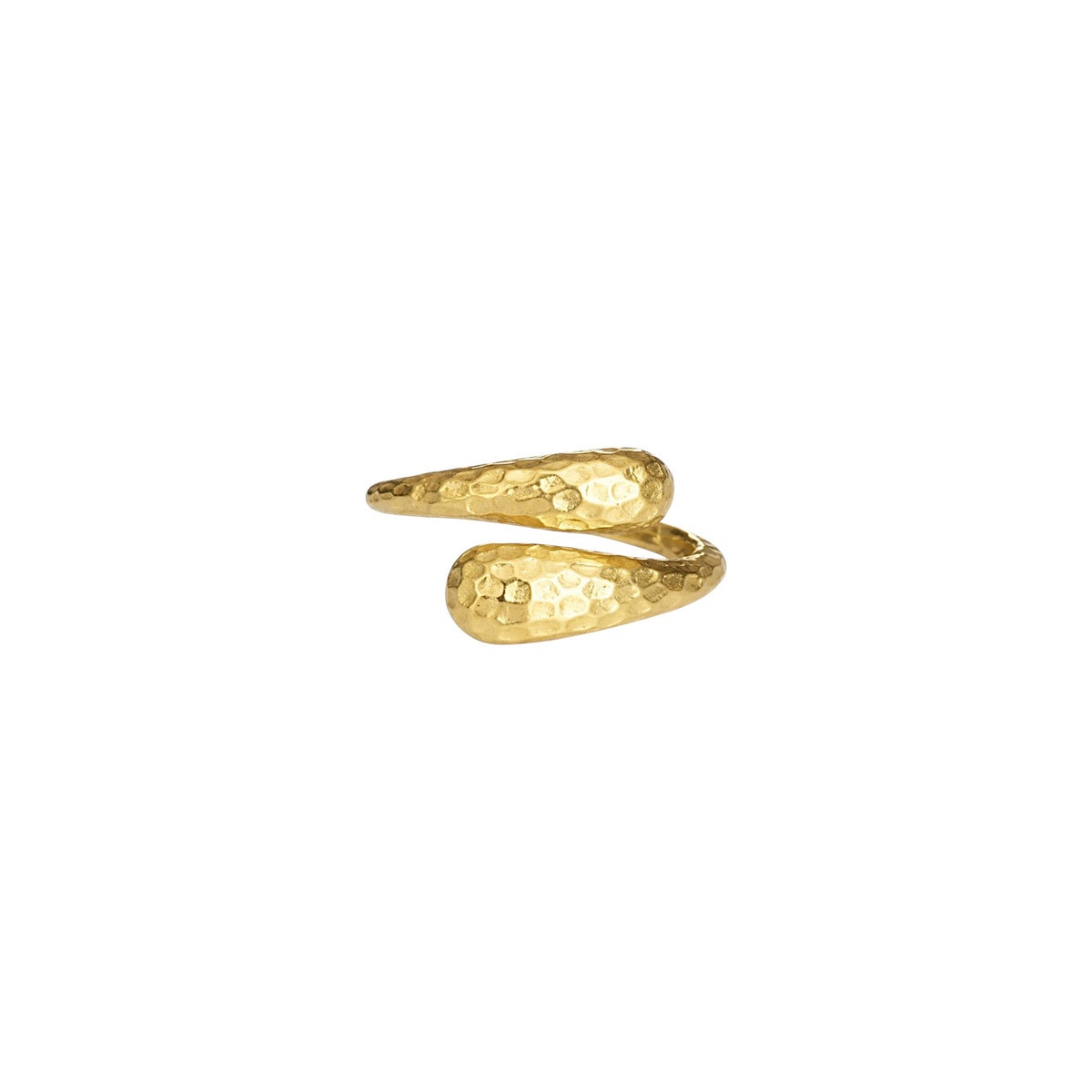 Textured Wrap Ring with softly tapered ends and an intricate light-catching gold finish
