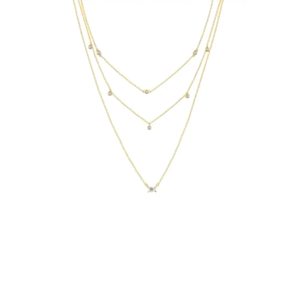 Three Layered Necklace with Zirconia Accents Necklaces