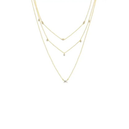 Three Layered Necklace with Zirconia Accents Necklaces