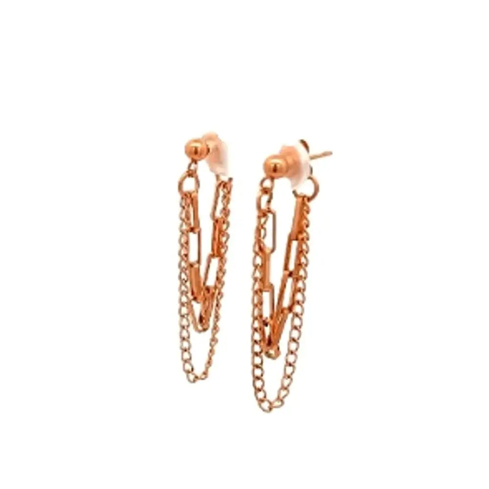 Trendy Chain Drop Earrings Rose Gold Earrings