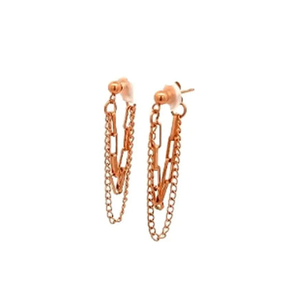 Trendy Chain Drop Earrings Rose Gold Earrings