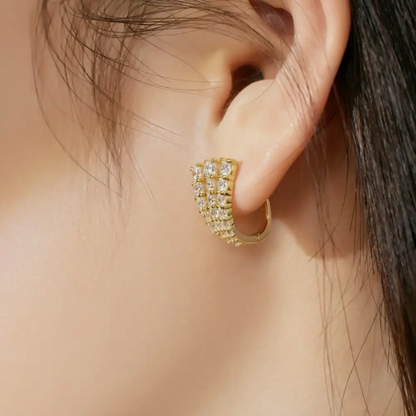 Triple Row Pavé Earrings Earrings