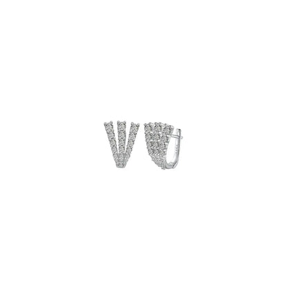 Triple Row Pavé Earrings Silver Earrings