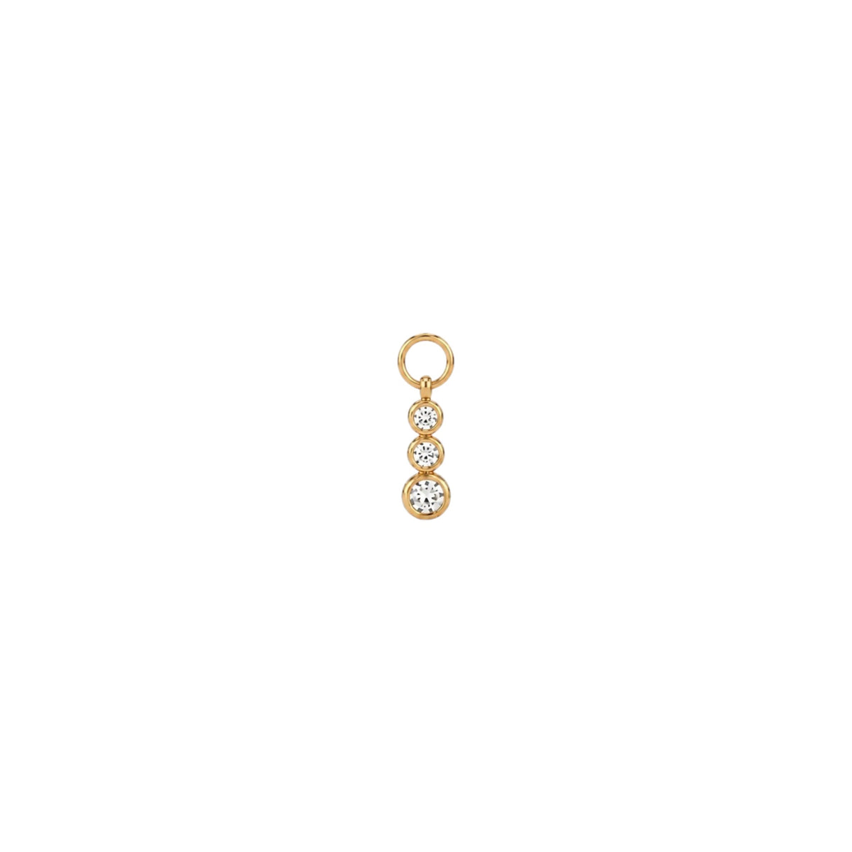 Triple Stone Charm in 18ct Gold plated Stainless Steel with three round zirconia