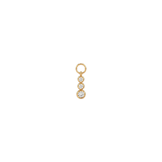 Triple Stone Charm in 18ct Gold plated Stainless Steel with three round zirconia