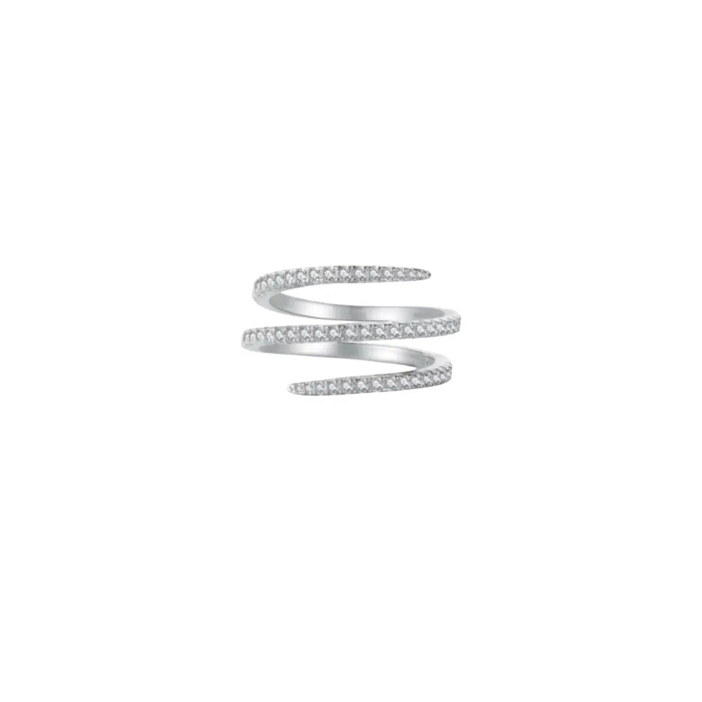 Twist Pavé Ring Silver Rings