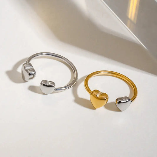 Two Tone Heart Ring Rings