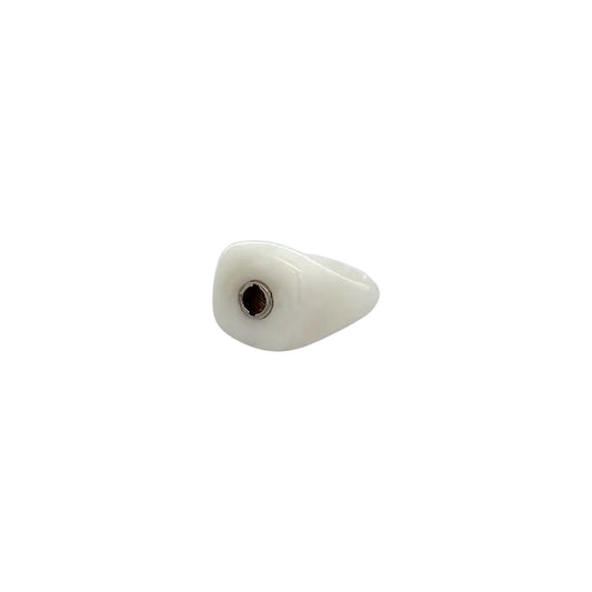 White marble resin ring base designed for interchangeable ScanJewels with a glossy finish