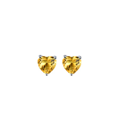 Yellow Heart Stud Earrings Yellow, Silver, Green Earrings