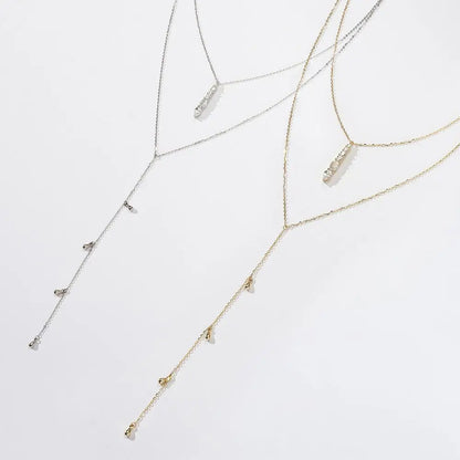Zirconia Y Necklace with Drop Pendant Necklaces