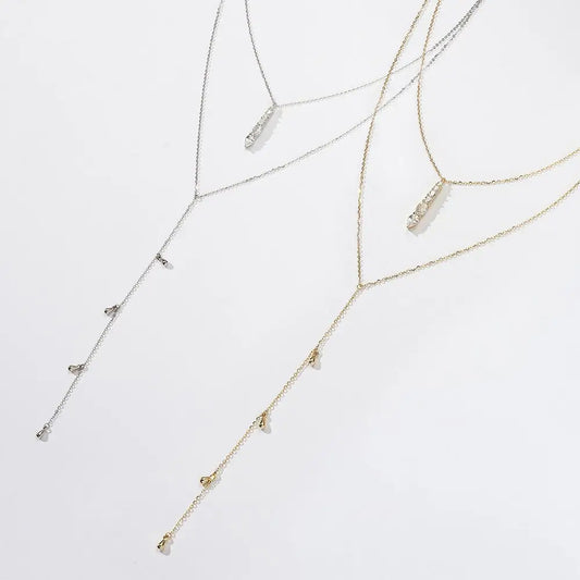 Zirconia Y Necklace with Drop Pendant Necklaces